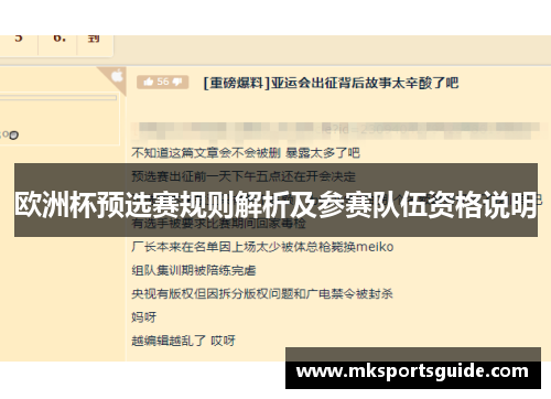 欧洲杯预选赛规则解析及参赛队伍资格说明